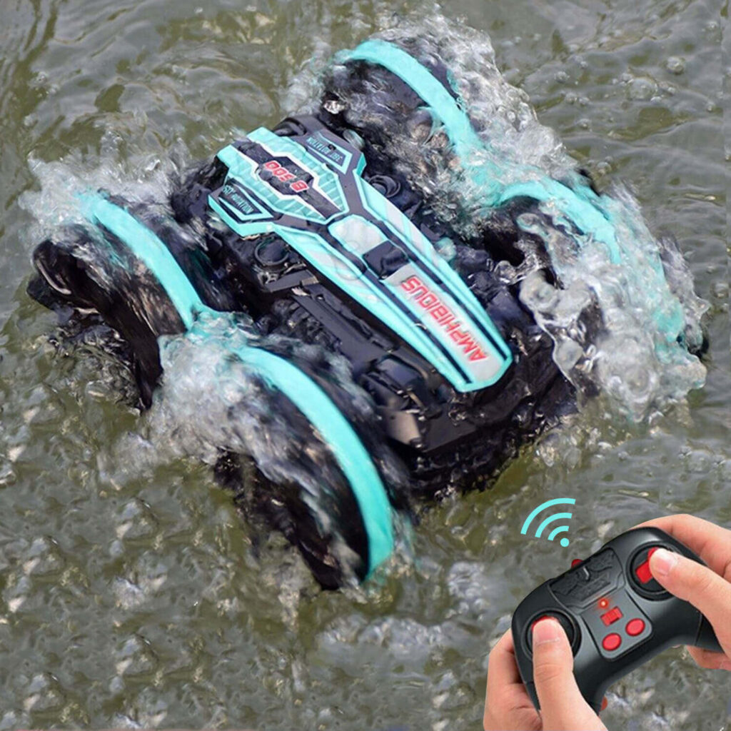 Amphibious Stunt RC Car 360° Rotate and 180° Flips Water Land Remote