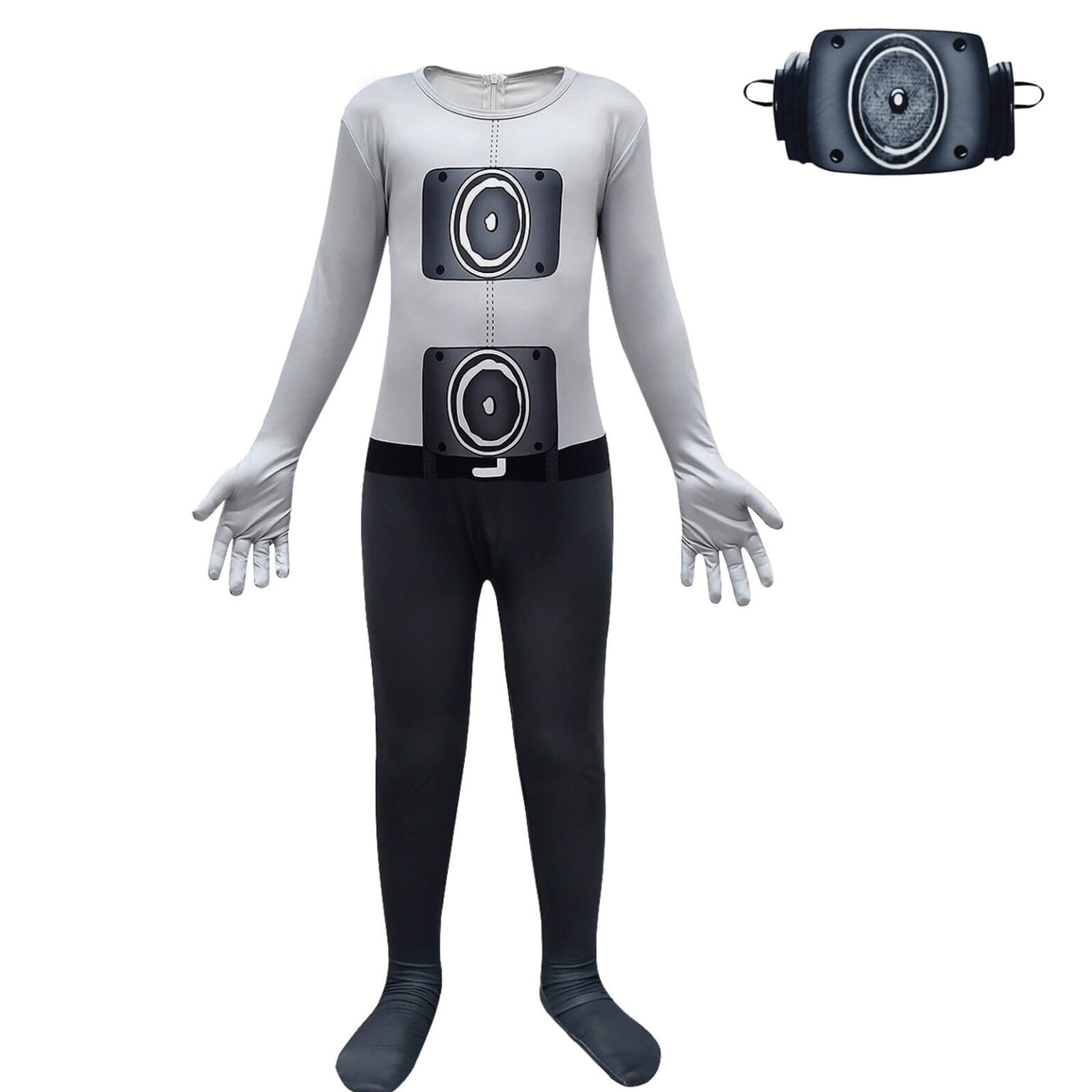 Skibidi Toilet Costume Cameraman Jumpsuit And Mask 2pcs Suit Kids 