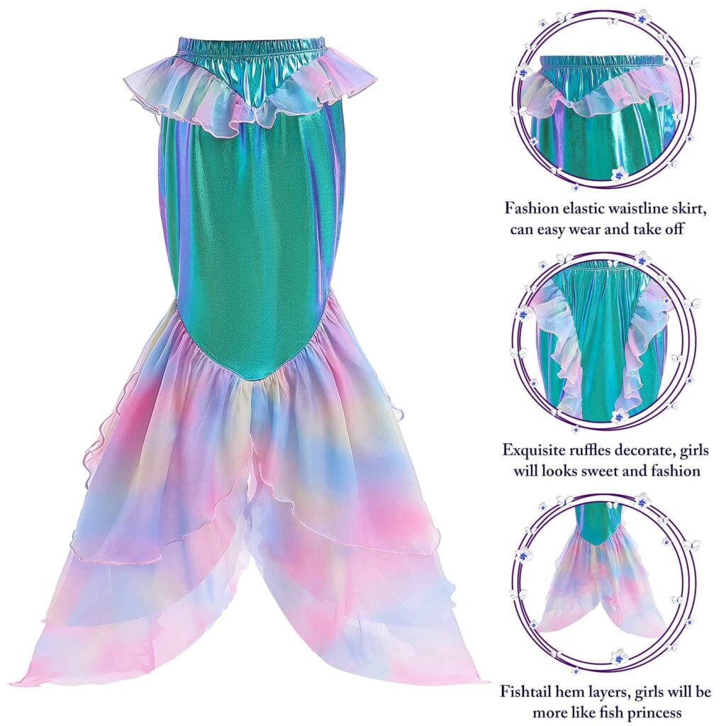 Little Mermaid Costume for Girls Ariel Princess Outfit 2023 Ariel Dress ...