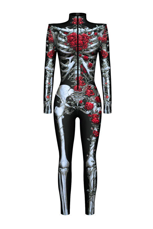 Halloween Scary Skeleton Rose Catsuit Costume – NalaGila